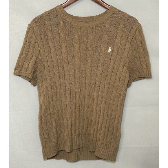 Polo Ralph Lauren Sweaters - Polo Ralph Lauren Women's XL Short Sleeve Cable Knit Pullover Sweater Pony Logo